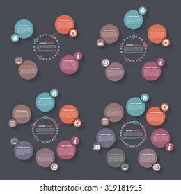 Circle infographics design templates set, four, five, six and seven steps or options, vector eps10 illustration