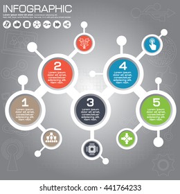 Circle infographics design templates set, five steps or options, vector eps10 illustration