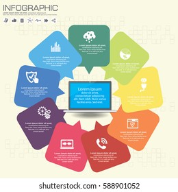 Circle infographics design templates set, 9 steps or options, vector eps10 illustration