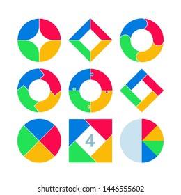 Circle Infographics Design Vector and Marketing Icons. Illustration for Workflow Layout, Diagram, Annual Report and Web Design. Business Concept with 4 Options, Steps or Processes