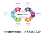 Circle infographics elements design with numbers 6 option, 6 step. can be used for workflow layout, diagram, number step up options.