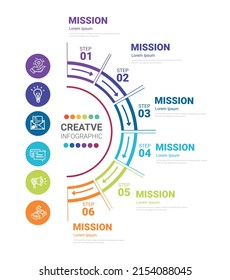 Circle infographics elements design with numbers 6 option, 6 step. can be used for workflow layout, diagram, number step up options.