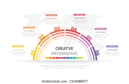 Circle infographics elements design with numbers 6 option, 6 step. can be used for workflow layout, diagram, number step up options.