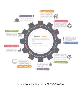 Circle infographics with gear, process diagram template, vector eps10 illustration