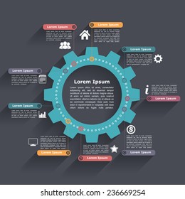 Circle infographics with gear, vector eps10 illustration