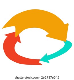 Infografía de círculo naranja rojo azul circular flecha de dibujos animados