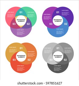 Circle infographics set. Template for diagram, graph, presentation and chart. Business concept with 4 options, parts, steps or processes. Abstract background.