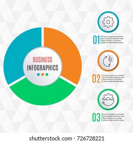 Circle infographics template with 3 steps, parts, options. Cycle diagram, graph, chart, business presentation  design elements. Vector illustration.