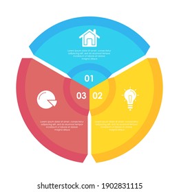 Circle Infografik Vorlage kann verwendet werden Diagramm, Präsentation oder Web-Design. Geschäftskonzept mit 3 Optionen oder Schritten. Vektorgrafik-Design.