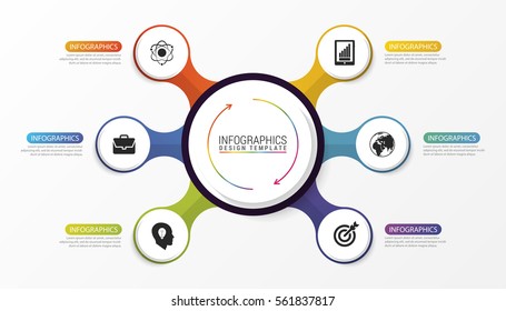 Circle infographics. Template for diagram, graph, presentation and chart. Vector illustration with 6 steps