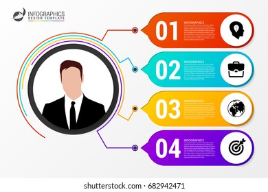 Circle infographics. Template for diagram, graph, presentation and chart. Vector illustration with 4 steps