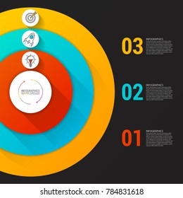 Circle infographics. Template for diagram, graph, presentation and chart. Vector illustration with 3 steps