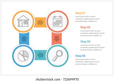 Circle infographics template with four elements, vector eps10 illustration