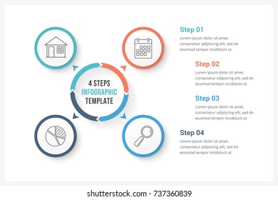 Circle infographics template with four elements, can be used as process diagram, steps, options, vector eps10 illustration