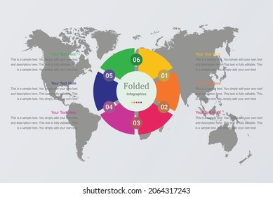 circle infographics template numbered 6 item