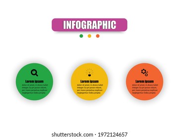 Circle infographics visualization design illustration 3 elements. Planning presentation business infographics template with 3 options. Used for workflow layout, diagram, business step options, banner.