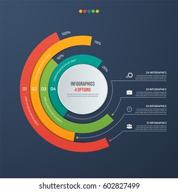 Circle informative infographic design with 4 options. Vector illustration.