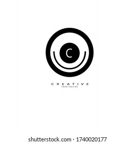 Circle Initial C letter Unique attractive creative modern luxury beauty ornament black white monogram logo. design vector logotype.