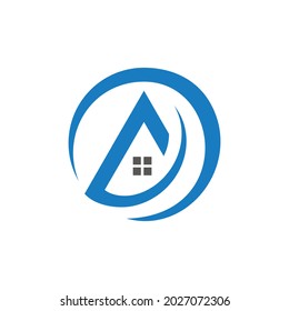 
Circle A Initial House Home Window Icon Logo Design Vector Template