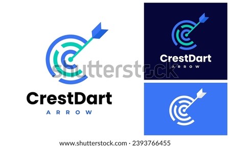 Circle initial letter C Center Arrow archery dart target bullseye circular for sports logo design