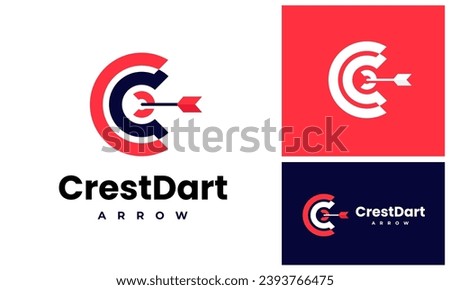 Circle initial letter C Center Arrow archery dart target bullseye circular for sports logo design