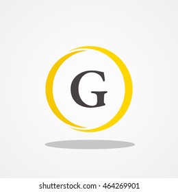 Circle initial letter G uppercase logo design template black gold