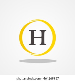 Circle initial letter H uppercase logo design template black gold