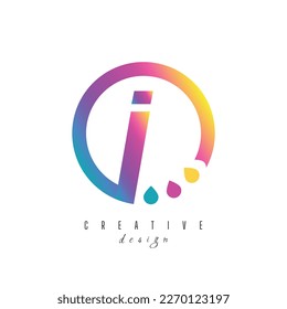 diseño del logotipo de la carta inicial circular I