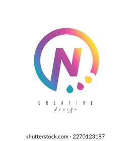 circle initial Letter N Logo design