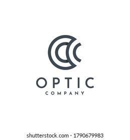 Circle Initial Letter O C OC Optic with circular simple lines logo design