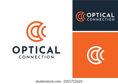 Circle Initial Letter O C OC Optic with circular simple lines logo design
