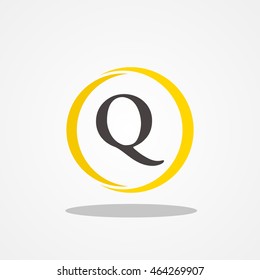 Circle initial letter Q uppercase logo design template black gold