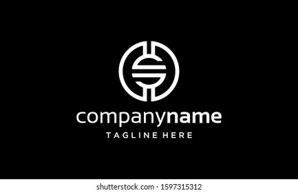 Circle Initial Letter SC CS with Dollar Sign Logo Design Inspiration