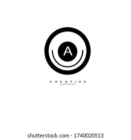 Circle Initial A Letter Einzigartig attraktive, moderne und luxuriöse Schönheitsschmuck schwarz-weiß monogramm Logo. Konstruktionsvektorlogotyp.