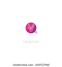 Logotipo Círculo de la letra inicial V con punto. Plantilla de logotipo del vector de diseño