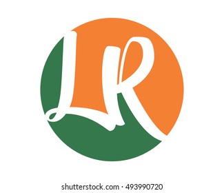 circle initial typography LR alphabet font image vector symbol logo