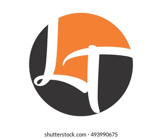 circle initial typography LT alphabet typeset typeface font image vector icon