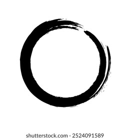 Pintura de pincel de tinta circular, marco de trazo redondo negro, Ilustración vectorial.
