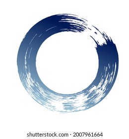 Circle ink brush stroke, black paint round frame, vector illustration.