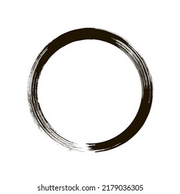 Pinselstrich mit Circle, schwarzer Umrissrahmen, Vektorgrafik.	