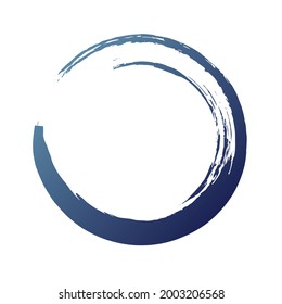 Circle ink brush stroke, blue watercolor round frame, water element logo icon vector design.