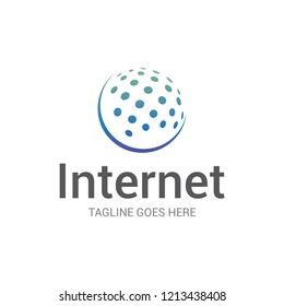 circle internet digital globe concept logo icon vector template