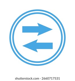 Circle isolated outline blue of a two arrow switch
