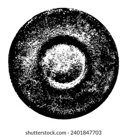 Circle isolated stamp. Ball Overlay texture. Black round sphere on white background. Round grainy textured design element. Vector illustration.