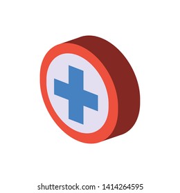 circle isometric with cross isolated icon