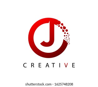 Circle J Letter Digital Network , abstract J dotted logo design.