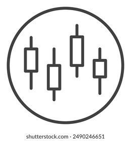 Circle with Japanese Candlestick Charts vector Technical Analysis concept icon or symbol in outline style