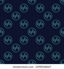 Circle with Japanese Candlestick Charts vector Technical Analysis concept seamless pattern in outline style