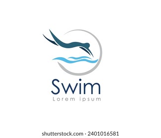 circle jump swimming logo design template illustration inspiration