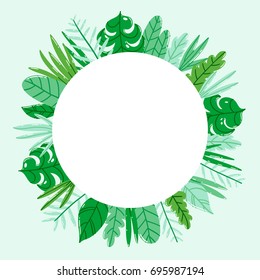 Circle jungle nature frame vector template